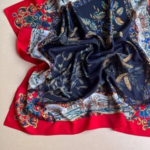 Vintage 1990s Christmas Greenery Scarf With Red Border